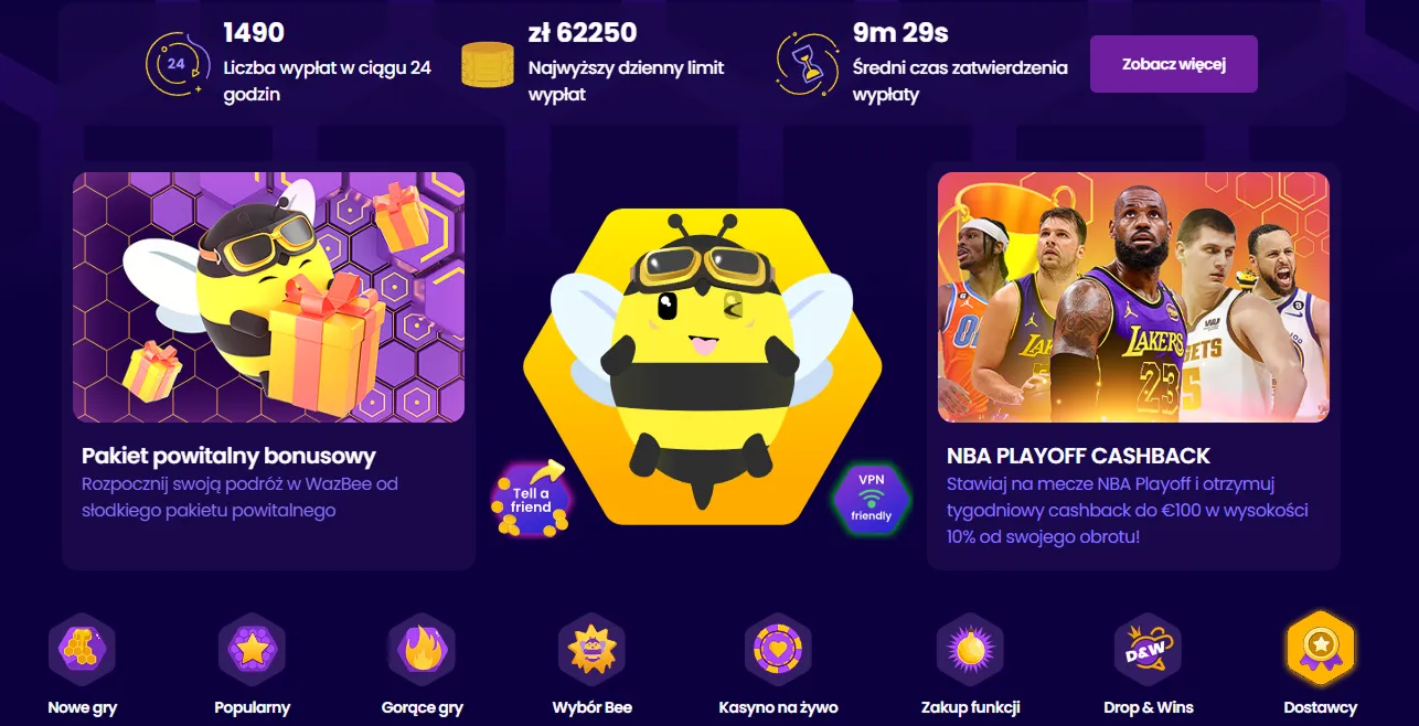 Płatności w Wazbee – BLIK, kryptowaluty i czas wypłat Płatności w Wazbee – BLIK, kryptowaluty i czas wypłat